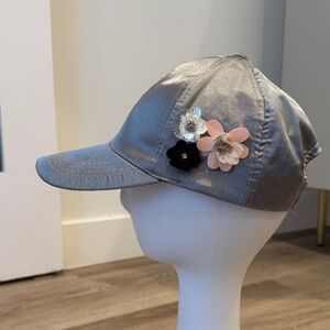 Silver Cap with Floral Accents